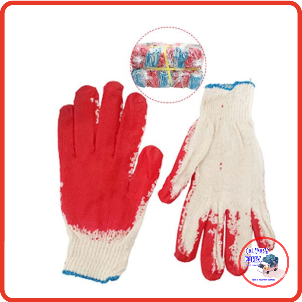 MADE IN KOREA PREMIUM Red Latex Rubber Palm Coated Garden Work Safety Gloves 