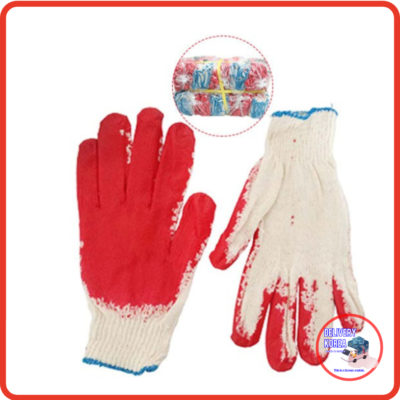 PREMIUM Non-Slip Red Latex Rubber Palm Coated Work Safety Gloves Garden Gloves - MADE IN KOREA (100 PAIRS)