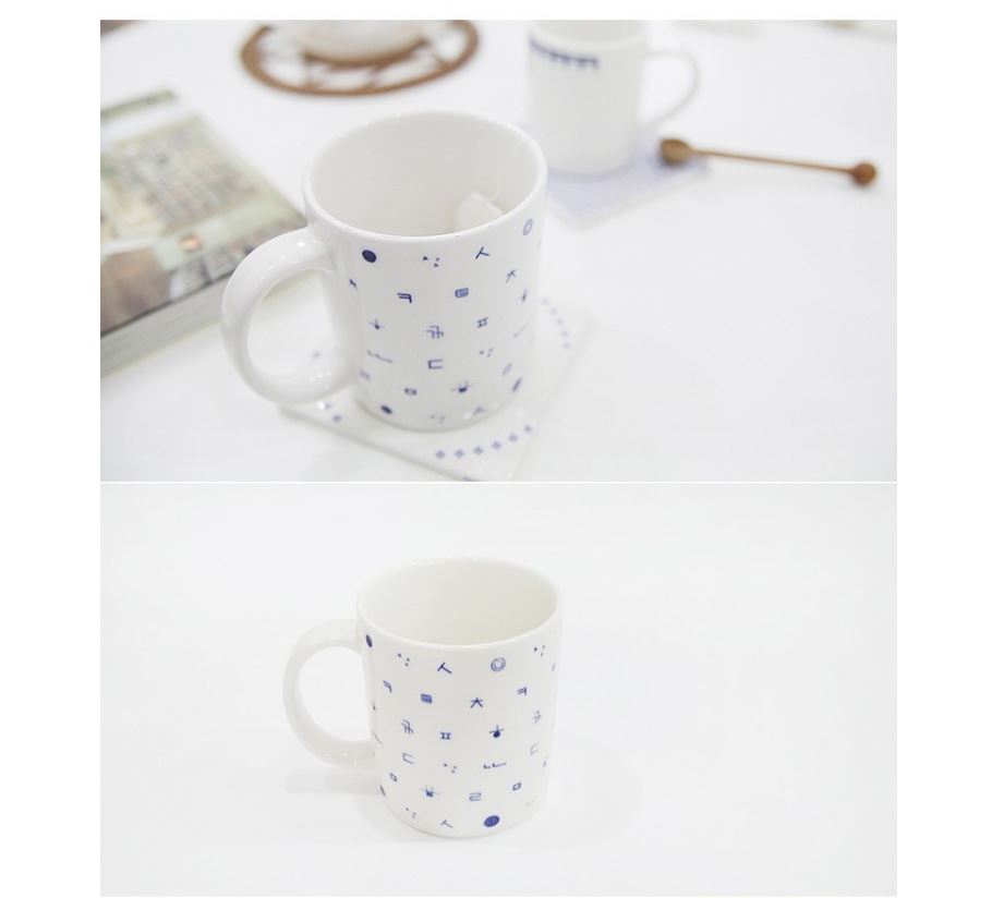 mug cup with korean alphabets design printing