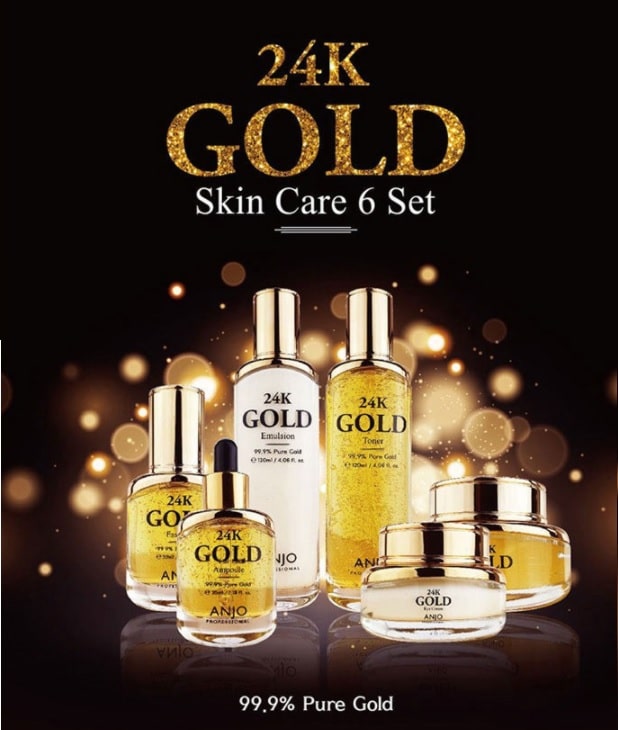 [ANJO] Professional 24K Gold Skin Care Set (6 items in 1 Set) - Anti Aging  Wrinkle Care