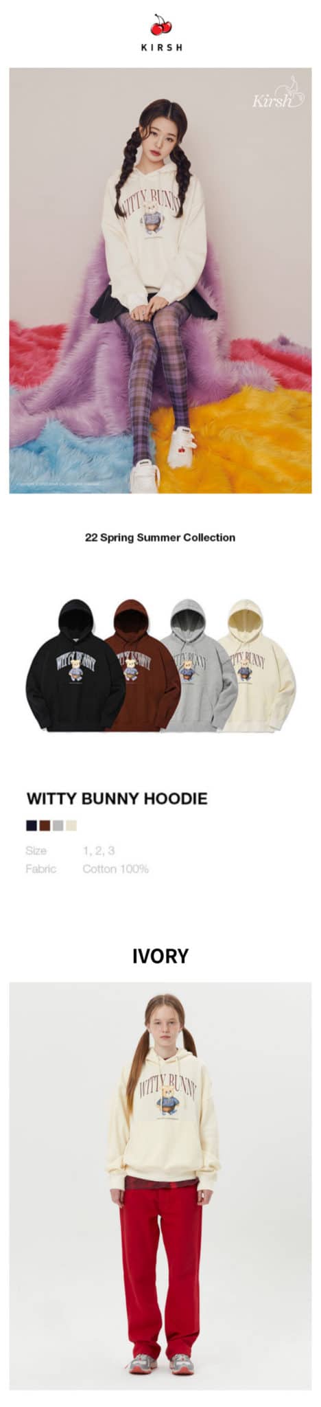 KIRSH/ WITTY BUNNY HOODIE/4colors/Jang Wonyoung is wearing it