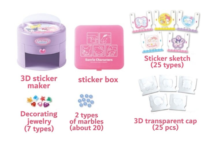 Sanrio Characters 3D Shape Sticker Maker Set Toy Hello Kitty Toytron