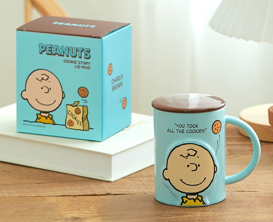 Peanuts Lid Mug 450ml Cookie Story/Snoopy/Charlie Brown/Sally
