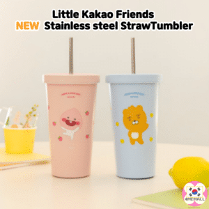 Kakao Friends NEW Little Kakao Friends stainless steel straw tumbler 473ml water bottle gift mug cup Ryan CHOONSIK Apeach Thermos