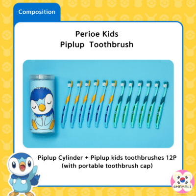 Perioe Kids 3 Step Children's Toothbrush 12pcs (Pikachu/ Piplup ) 3 to 13 years old Pokemon Kakao Pikachu Piplup Squirtle Pinkfong Kids dental care