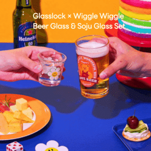Glasslock × Wiggle Wiggle Beer Mug + Soju Glass + Opener Gift Set Cup Mug Beer Glass