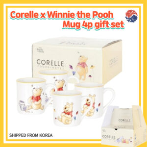 Corelle x Winnie the Pooh Mug 4p gift set/Box Package/Corelle Mug/Pooh Mug/ Pooh Kitchen/ Character Mug/Corelle Cup Set/ Dishwasher-safe cup / Heat Resistant Cup